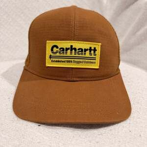 Carhartt Canvas Mesh-Back Logo Graphic Trucker Hat